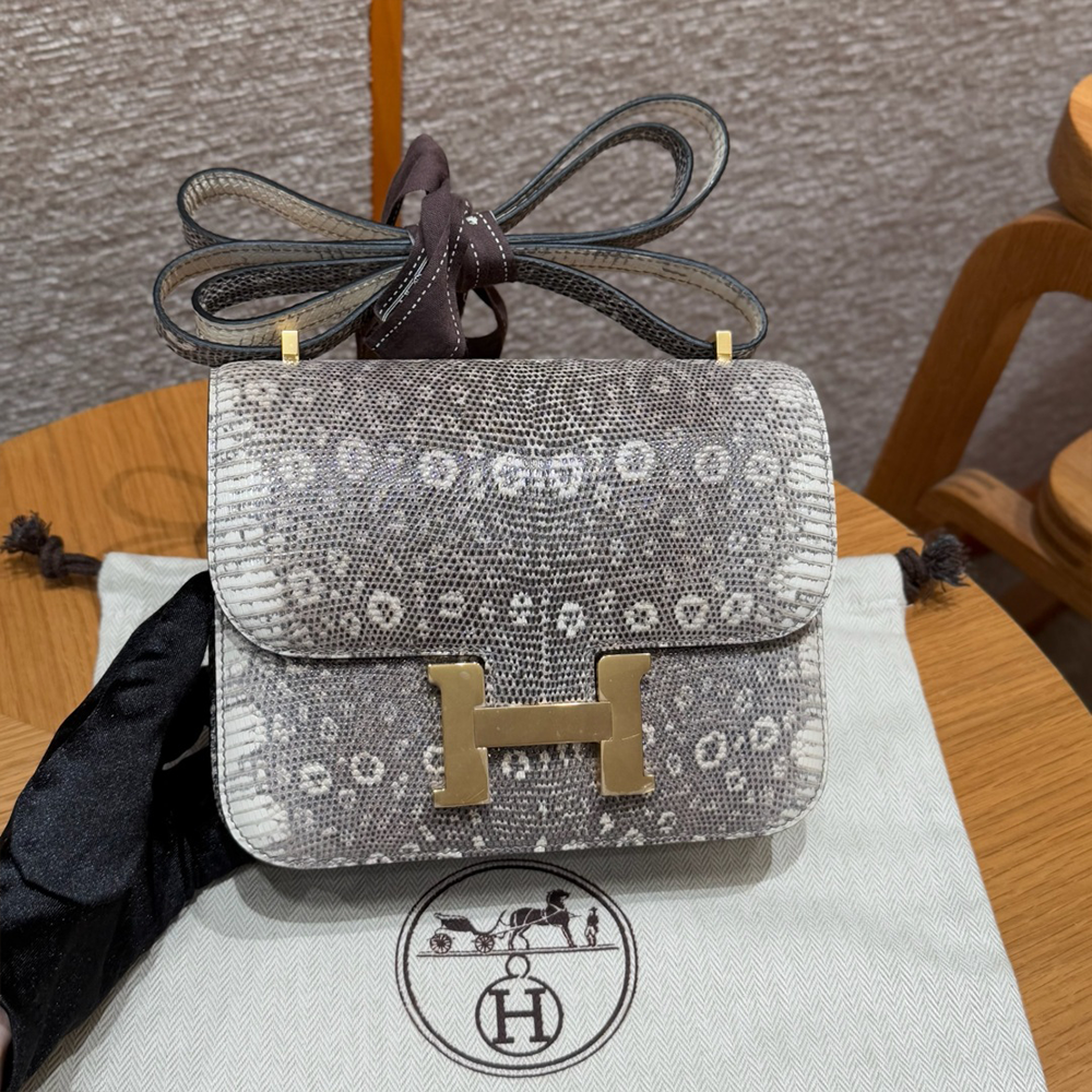 올수공 에르메스 콘스탄스 19 1B/Ombre 리자드 가죽 골드 하드웨어