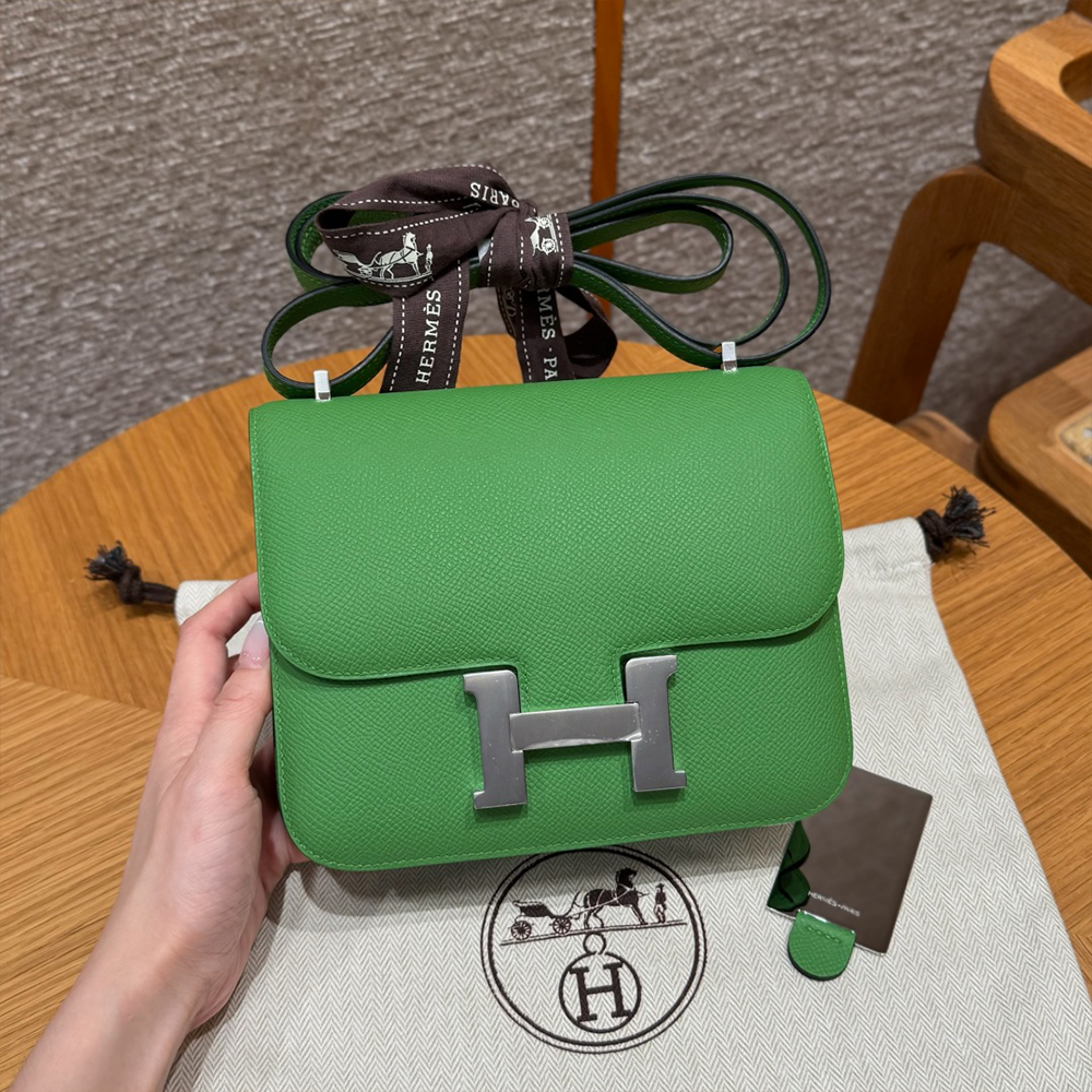 올수공 에르메스 콘스탄스 19 A8/Jert Yucca 엡송 가죽 실버 하드웨어