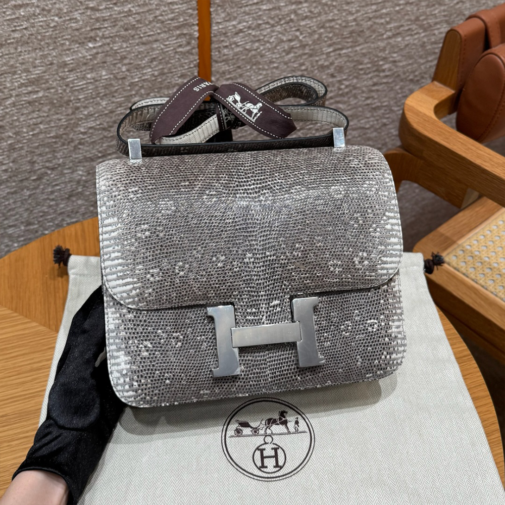 올수공 에르메스 콘스탄스 24 1B/Ombre 리자드 가죽 실버 하드웨어