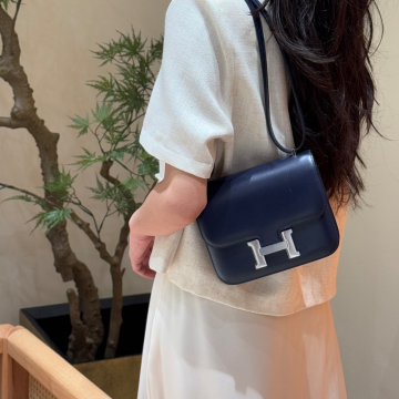 올수공 에르메스 콘스탄스 19 73/Blue saphir 박스 가죽 실버 하드웨어