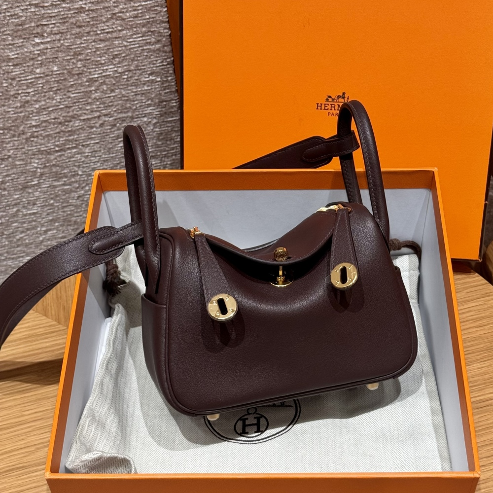 올수공 에르메스 린디 미니 OG/Rouge Sellier 스위프트 골드 하드웨어