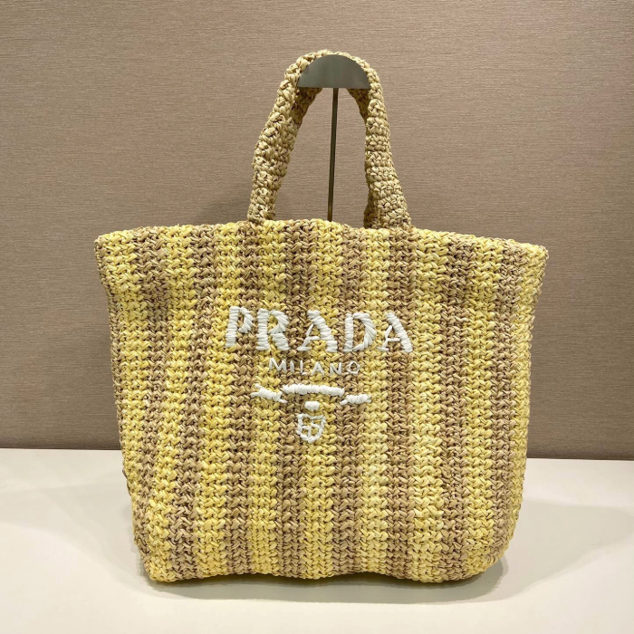 프라다 라피아 토트백 옐로우