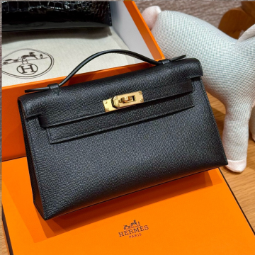 올수공 에르메스 미니 켈리 포쉐트 89/Noir 엡송 가죽 골드 하드웨어