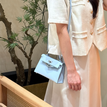 올수공 에르메스 미니 켈리 08/Blue pale 엡송 가죽 실버 하드웨어