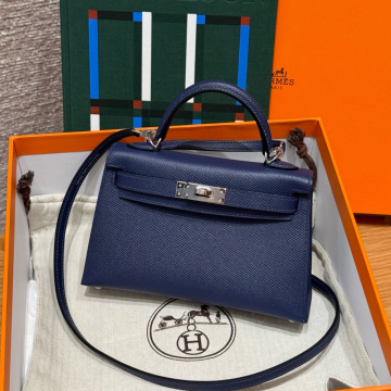 올수공 에르메스 미니 켈리 73/Blue saphir 엡송 가죽 실버 하드웨어