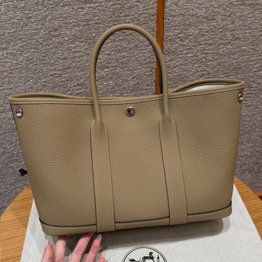 올수공 에르메스 가든파티 30 8Q/Beige Marfa 클레망스 실버 하드웨어