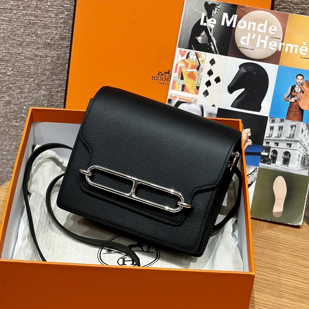 올수공 에르메스 롤리스 18 Noir 에버컬러 가죽 실버 하드웨어