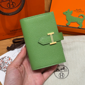 올수공 에르메스 베안 반지갑 Vert Criquent 체브르 골드 하드웨어
