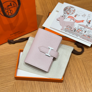 올수공 에르메스 베안 반지갑 Rose Darling 체브르 실버 하드웨어