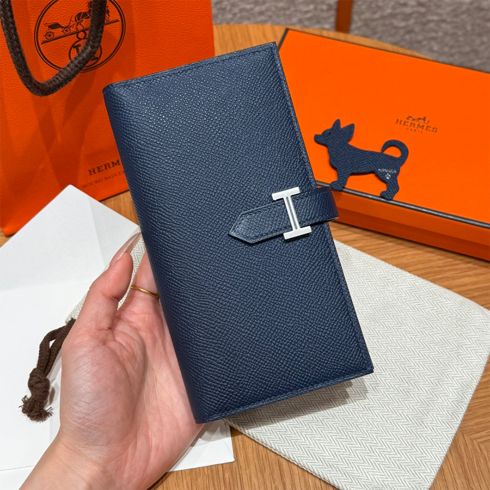 올수공 에르메스 베안 장지갑 Deep blue 엡송 실버 하드웨어