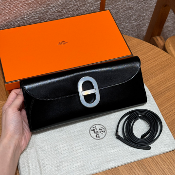 올수공 에르메스 샹달 투 고 지갑 ck89/Noir 박스 가죽 실버 하드웨어