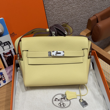 올수공 에르메스 켈리 메신저 24 Jaune Poussin 토고 실버 하드웨어