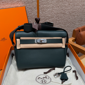 올수공 에르메스 켈리 메신저 24 Vert pochette 에버컬러 실버 하드웨어