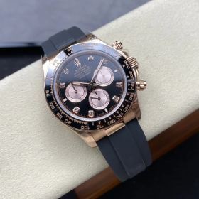 QF공장 롤렉스 데이토나 블랙 8P 다이얼 로즈골드 금통 러버밴드 126515