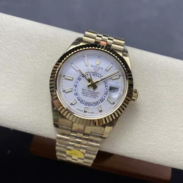 롤렉스 스카이드웰러 화이트 다이얼 옐로우 골드 금통 336938