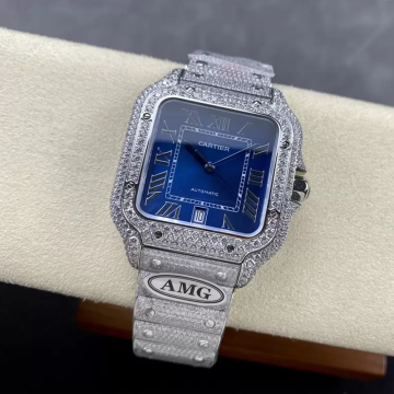 AMG공장 까르띠에 산토스 청판 다이얼 파베 세팅