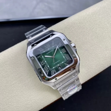 BV공장 까르띠에 산토스 그린 다이얼 옐로우 골드 콤비 39.8mm WSSA0062