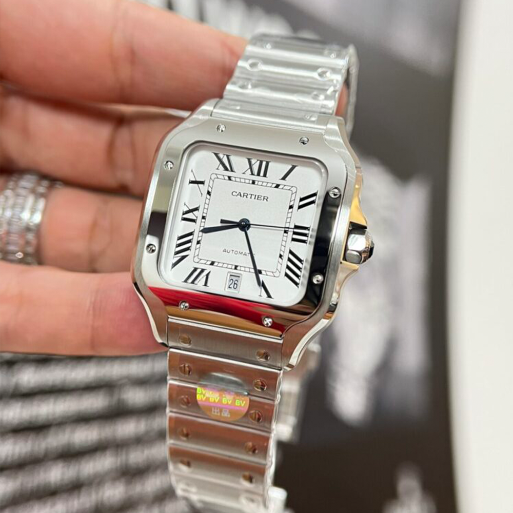 BV공장 까르띠에 산토스 화이트 다이얼 스틸 39.8mm WSSA0018