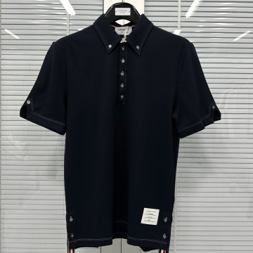 톰브라운 네이비 울 테크 폴로 셔츠