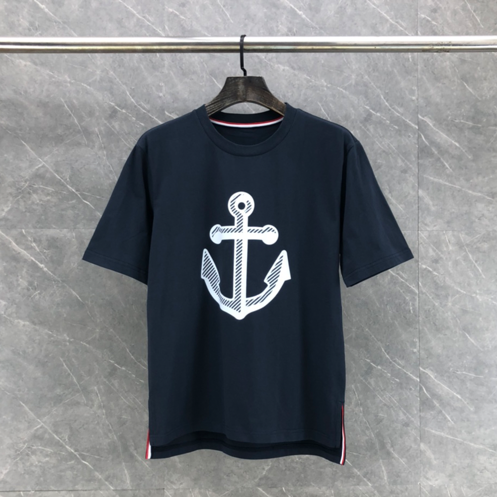 톰브라운 앵커 프린팅 반팔 티셔츠 네이비