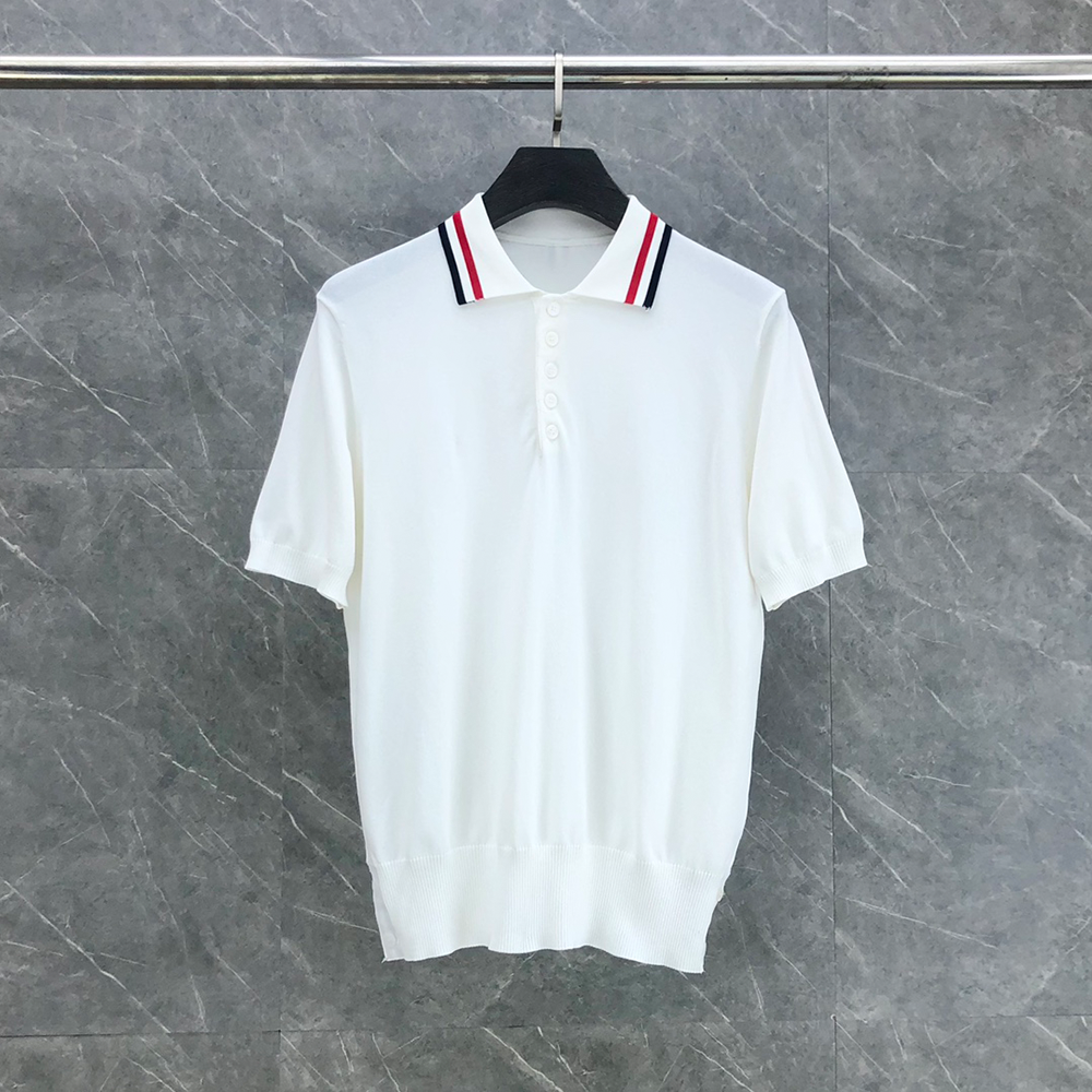 톰브라운 RWB 스트라이프 폴로 셔츠 화이트