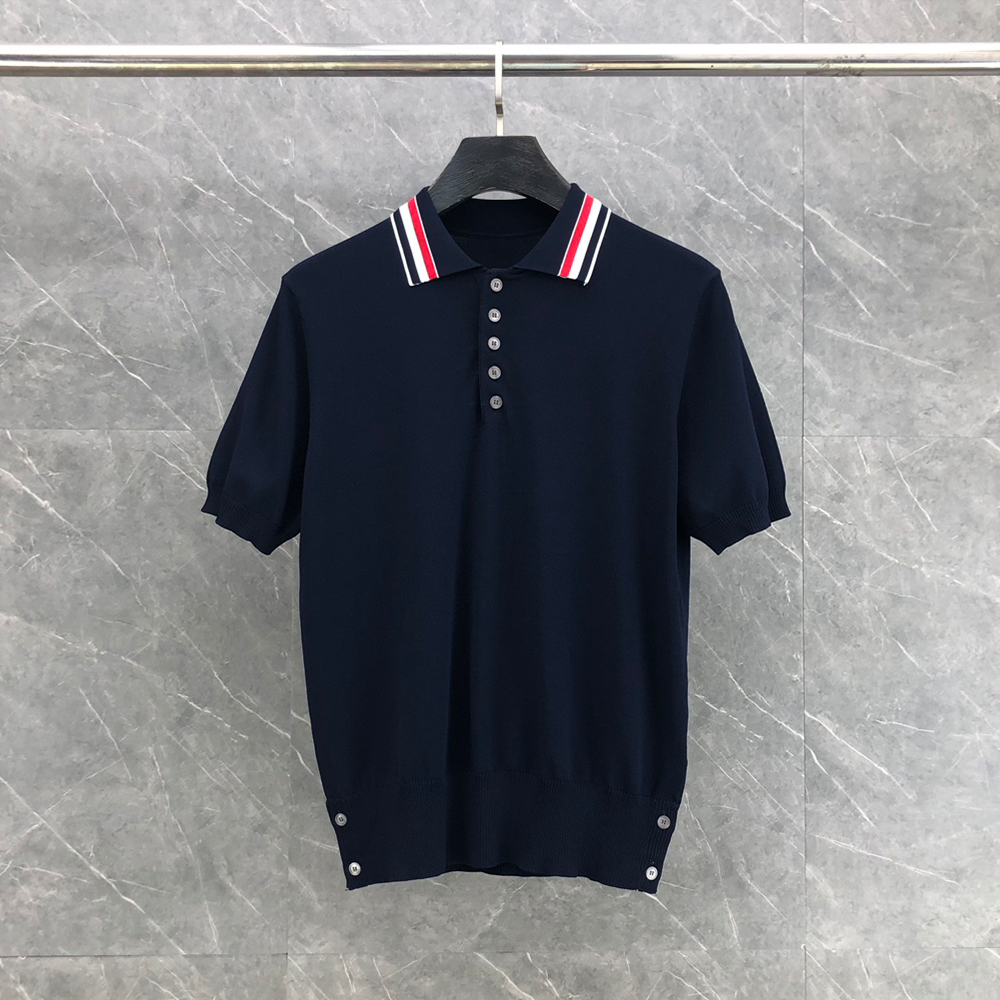 톰브라운 RWB 스트라이프 폴로 셔츠 네이비
