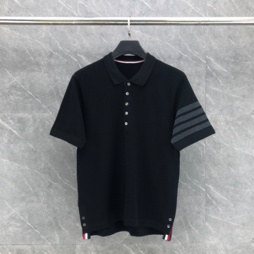 톰브라운 클래식 4바 블랙 앤 그레이 폴로 반팔 티셔츠