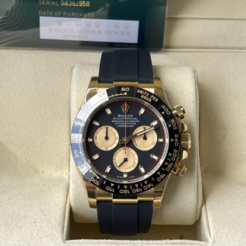 BT공장 롤렉스 데이토나 세라믹 베젤 블랙 레이싱 다이얼 옐로우 골드 금통 러버밴드 40mm 116518