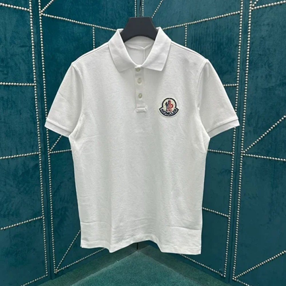 몽클레어 로고 폴로 셔츠 옵티컬 화이트