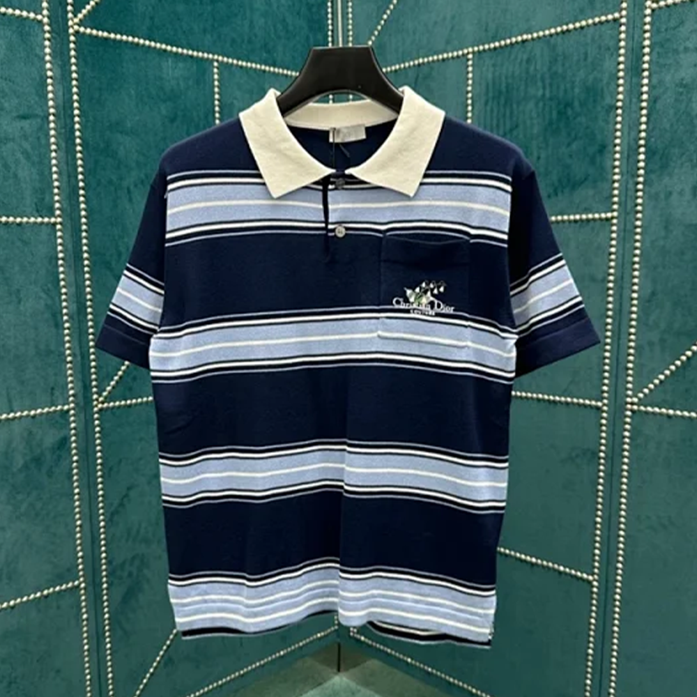 디올 꾸뛰르 스트라이프 폴로 반팔 티셔츠