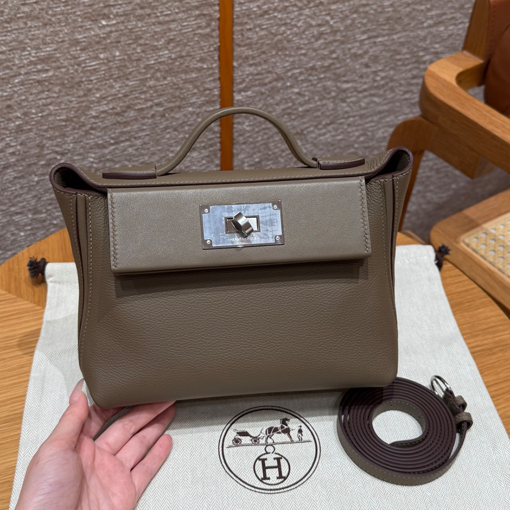 올수공 에르메스 켈리 2424 백 미니 Etoupe 에버컬러 실버 하드웨어