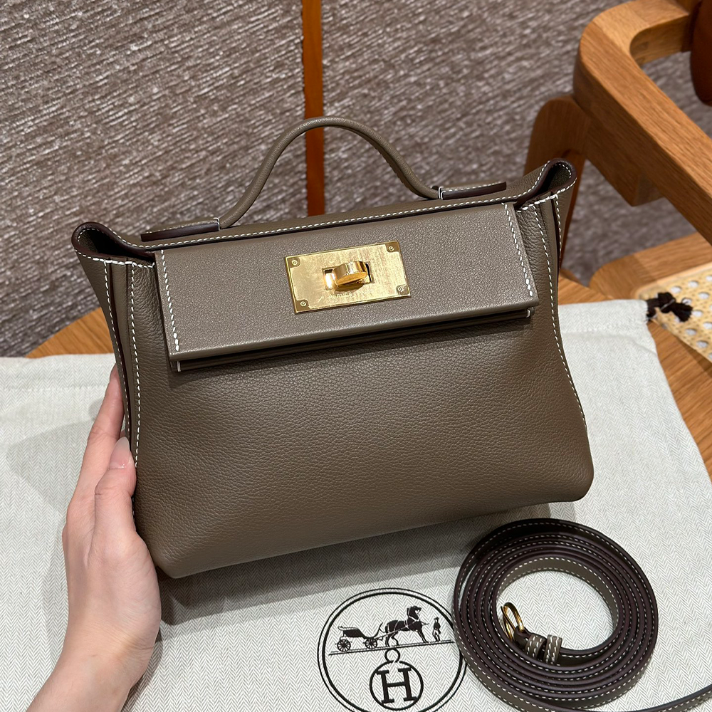 올수공 에르메스 켈리 2424 백 미니 Etoupe 에버컬러 골드 하드웨어