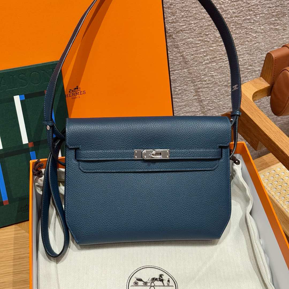올수공 에르메스 켈리 데페슈 25 Blue presse 토고 실버 하드웨어