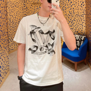 루이비통 버드 프린트 코튼 티셔츠 화이트