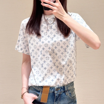 루이비통 모노그램 샌드 모티프 코튼 티셔츠 네이비