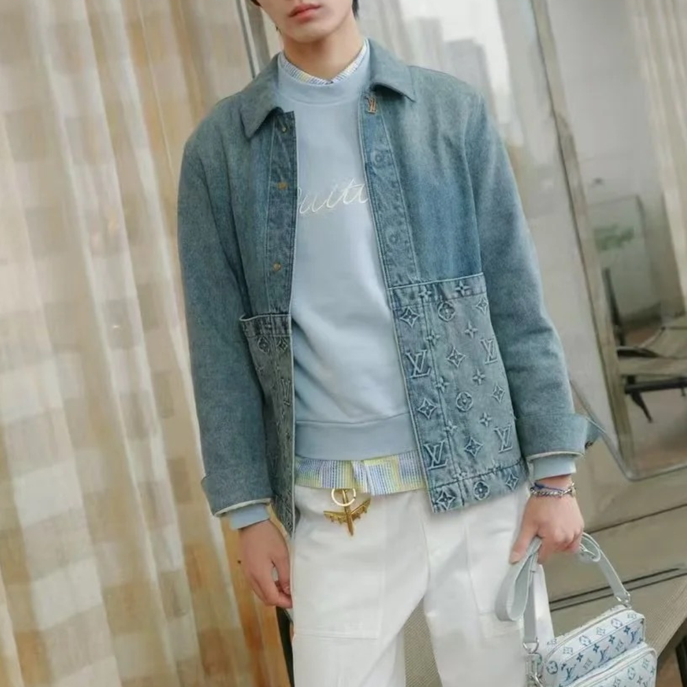 루이비통 업사이클 데님 캔버스 자켓 인디고