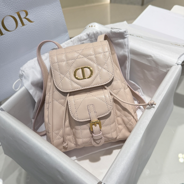 디올 카로 스몰 백팩 파우더 핑크 매크로 까나쥬 양가죽