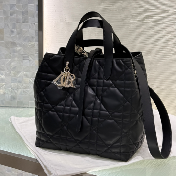 디올 뜨주흐 미듐 버티컬 토트백 블랙 매크로까나쥬 송아지 가죽