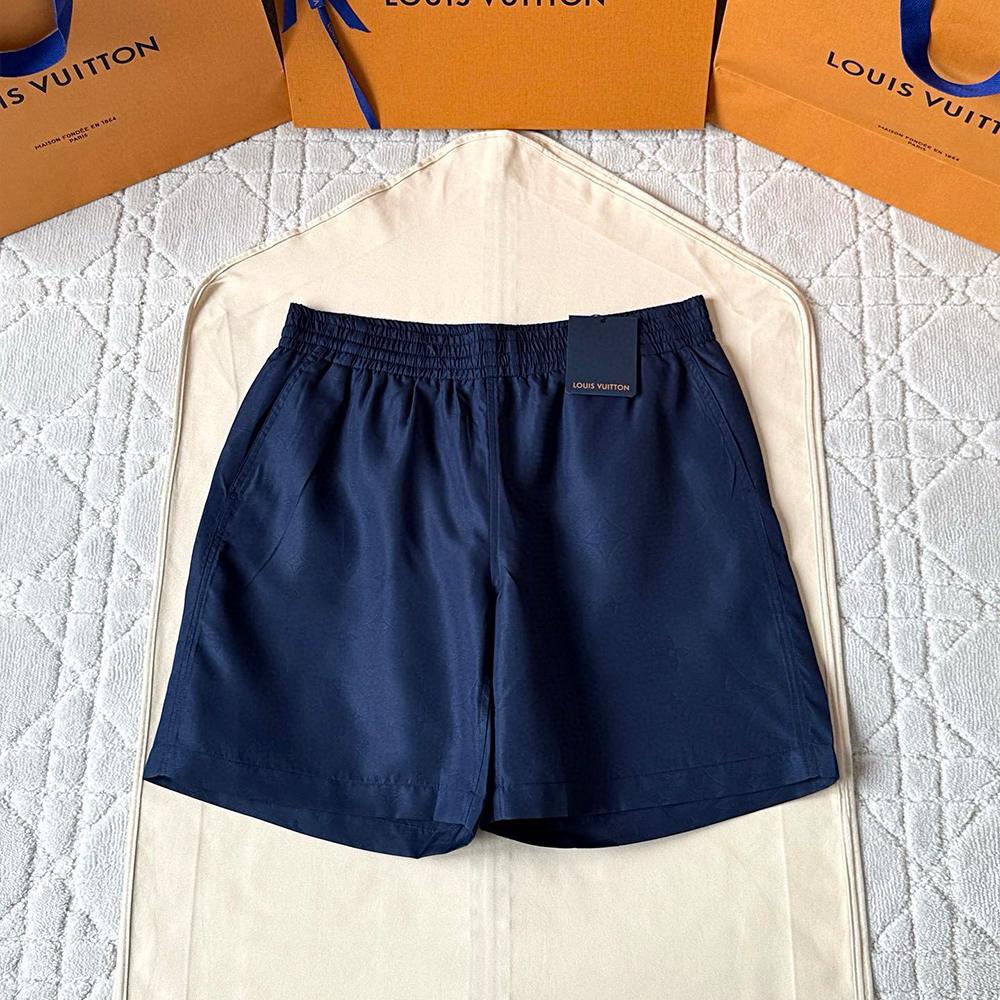 루이비통 모노그램 코튼 블렌드 테일러드 쇼츠 네이비