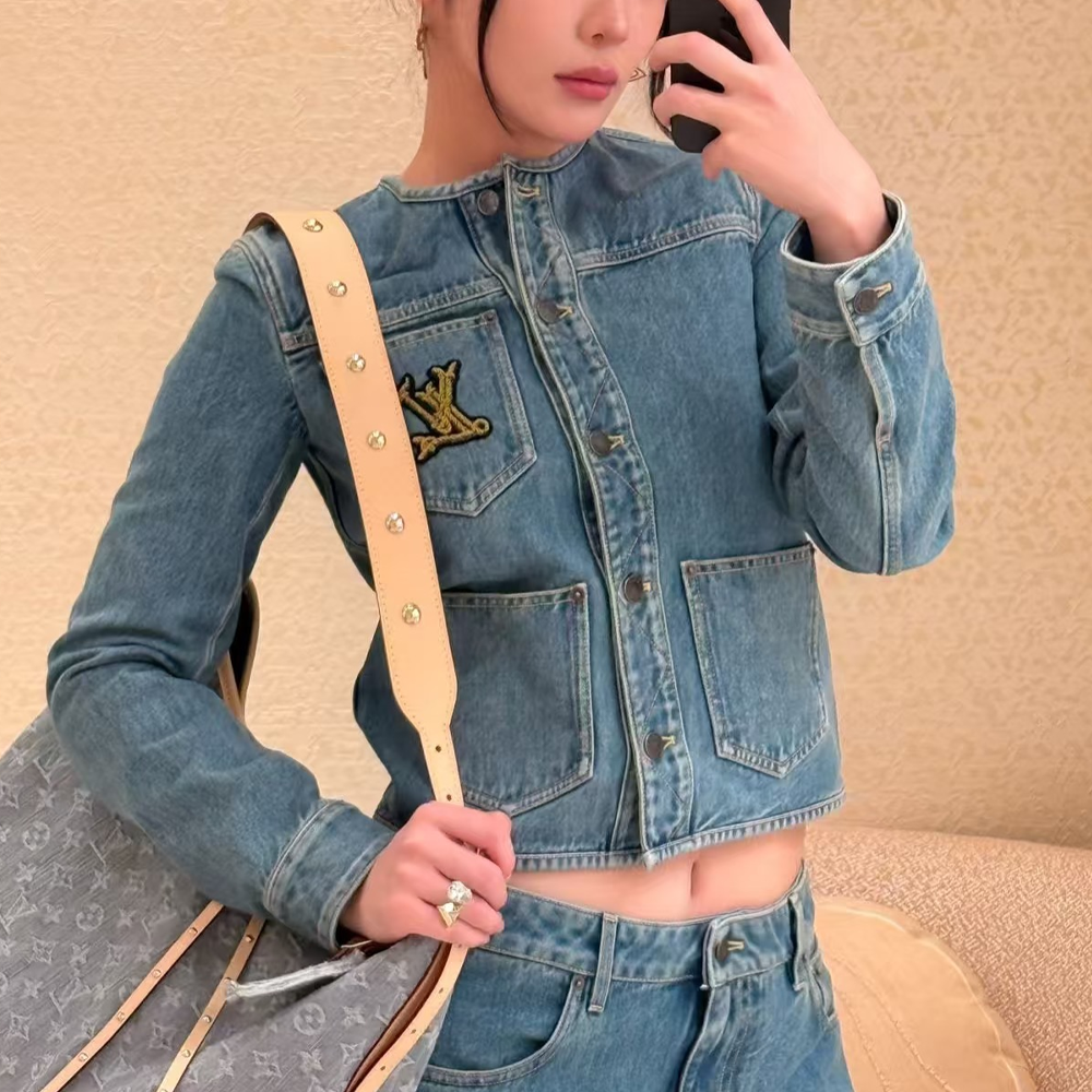 루이비통 데님 피티드 자켓
