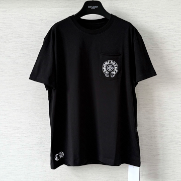 크롬하츠 홀스슈 로고 백 풀 프린팅 티셔츠 블랙