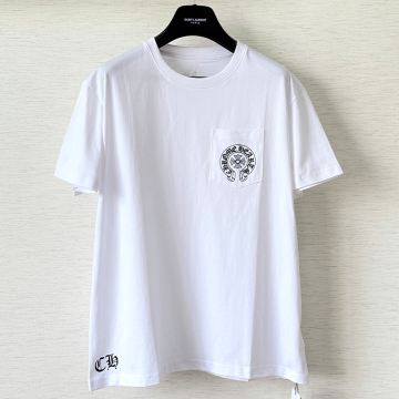 크롬하츠 홀스슈 로고 백 풀 프린팅 티셔츠 화이트