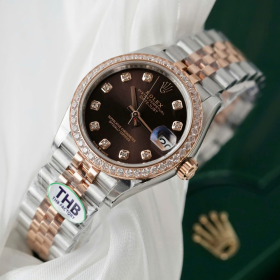 여성용 롤렉스 데이저스트 브라운 10P 다이얼 로즈골드 콤비 다이아 베젤 31mm 278271
