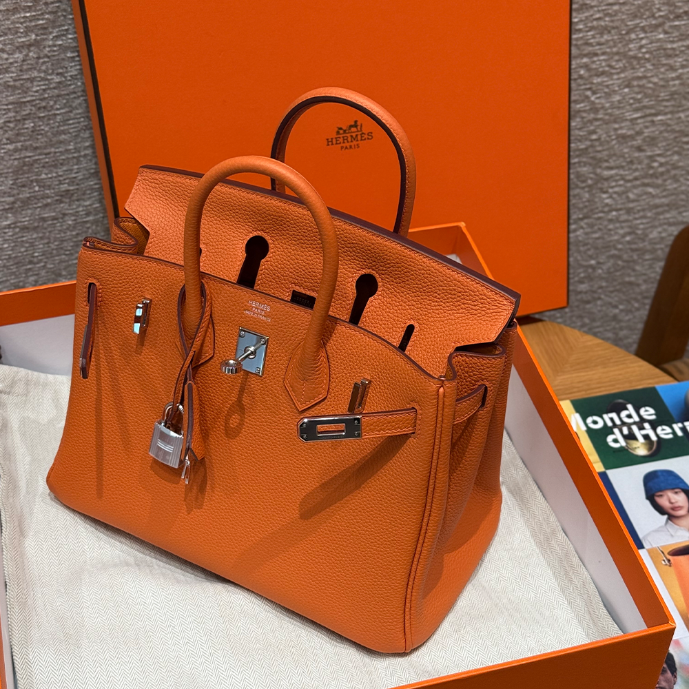 올수공 에르메스 버킨 25 93/Orange 토고 가죽 실버 하드웨어