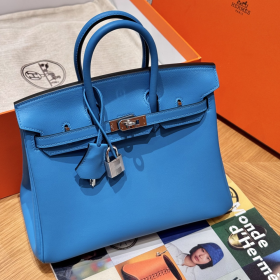 올수공 에르메스 버킨 25 P3/Bleu De Nord 스위프트 가죽 로즈골드 하드웨어