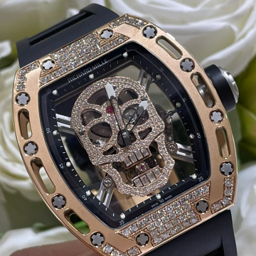 리차듬리 투르비용 스컬 RM052 18K 케이스 + 천연 다이아 세팅 커스텀