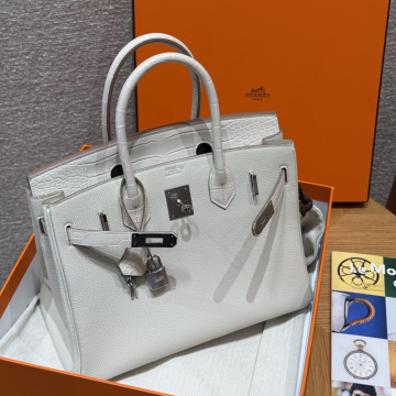 올수공 에르메스 버킨 30 Beton 토고 & 악어 가죽 실버 하드웨어