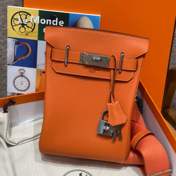 올수공 에르메스 핵아도 Orange 토고 가죽 실버 하드웨어