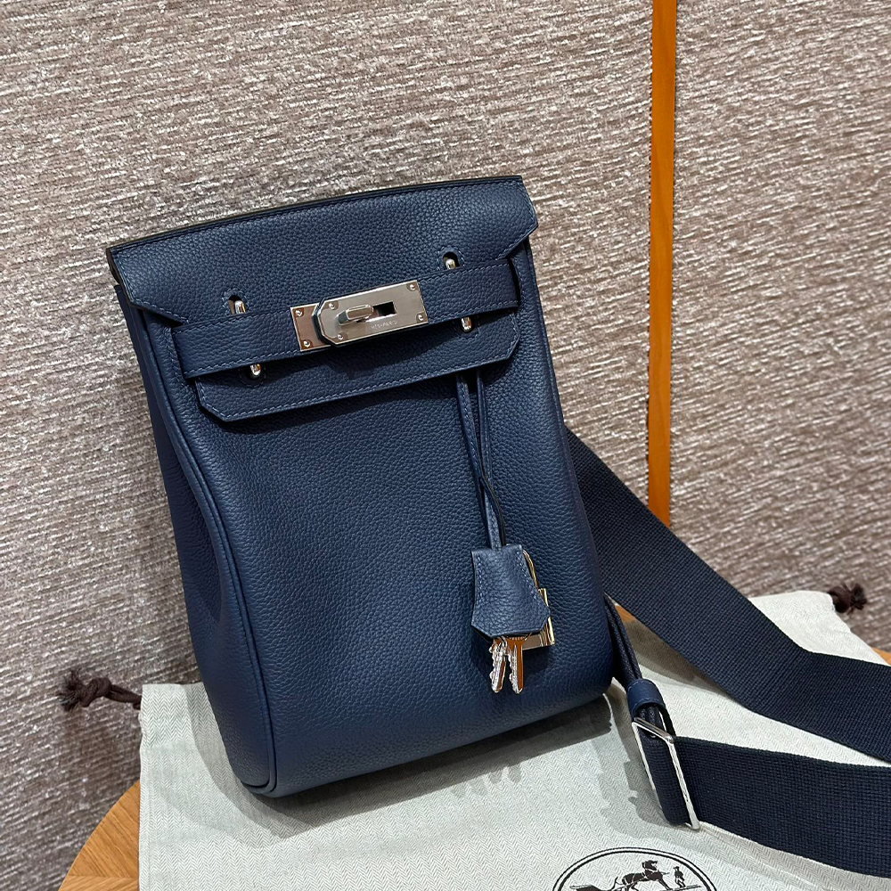 올수공 에르메스 핵아도 Blue saphir 토고 가죽 실버 하드웨어