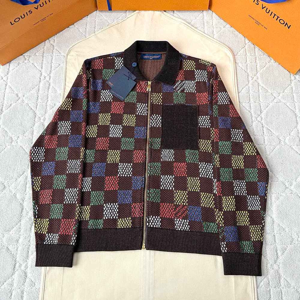 루이비통 자카드 다미에 코튼 저지 블루종